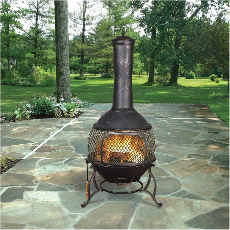24" Steel Wood Burning Chiminea Outdoor Fireplace