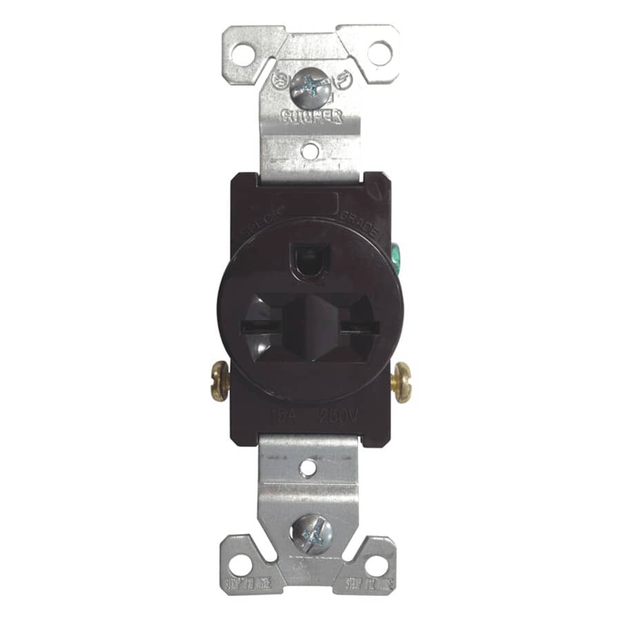 15 Amp 250V Brown Single Receptacle