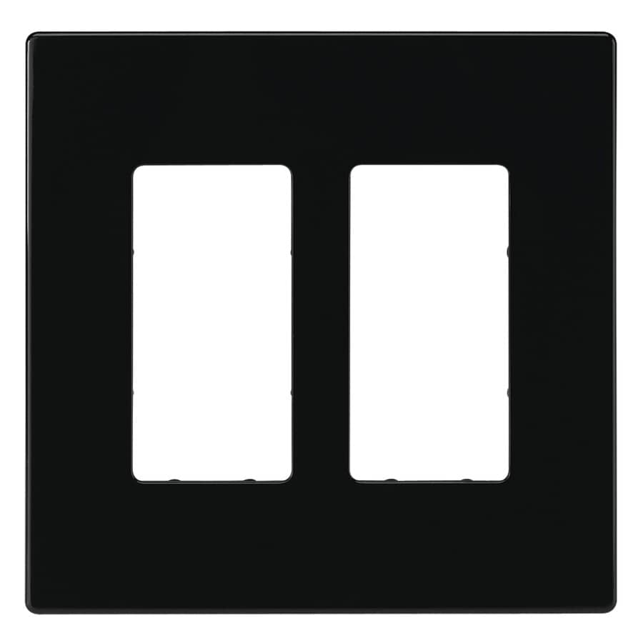 Screwless Black 2-Gang Decorator Wall Plate