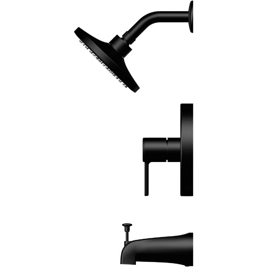 Adessa Single Handle Pressure Balanced Tub & Shower Faucet - Matte Black