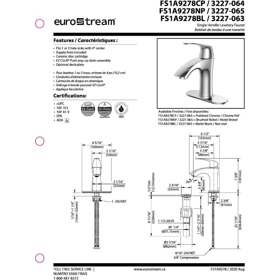 Possini Single Handle Lavatory Faucet - Chrome