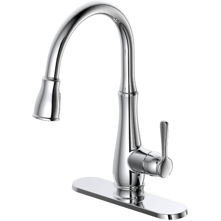 Whitley Single Handle Pull-Down Kitchen Faucet - with Dual Spray, Chrome
