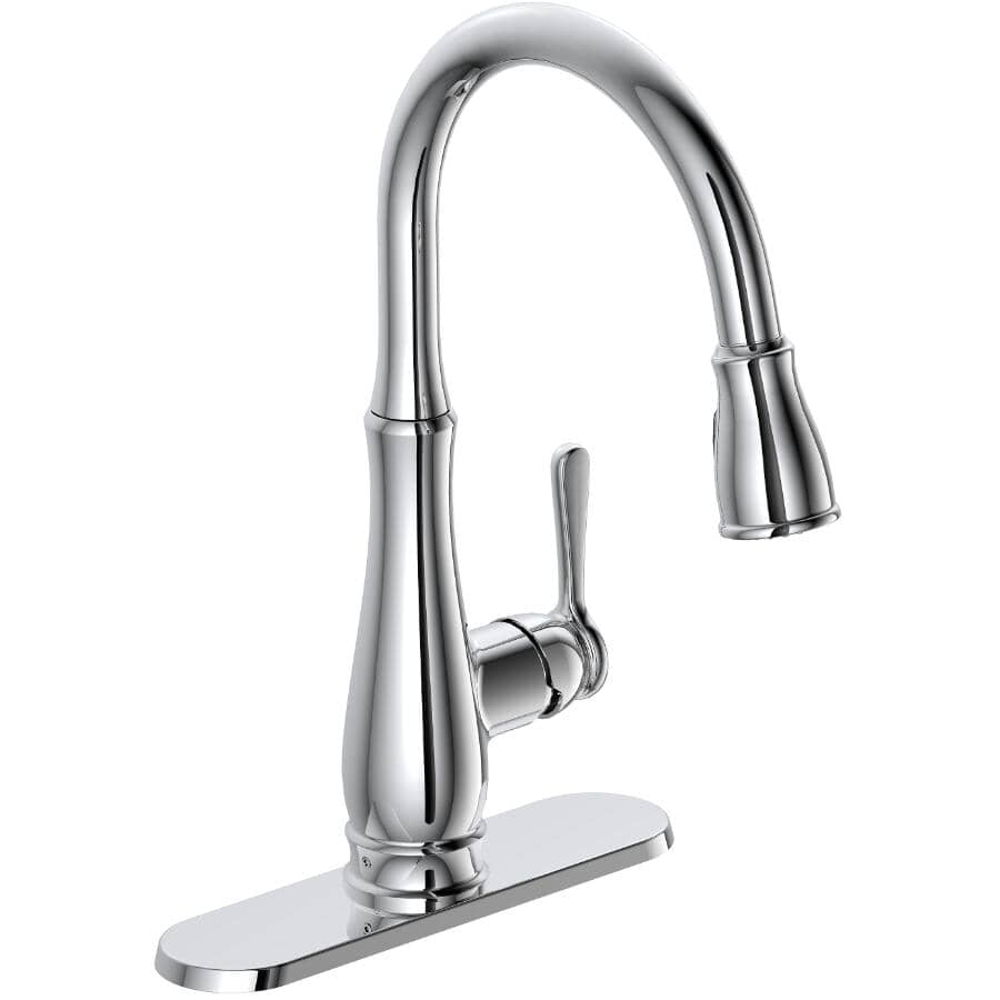Whitley Single Handle Pull-Down Kitchen Faucet - with Dual Spray, Chrome