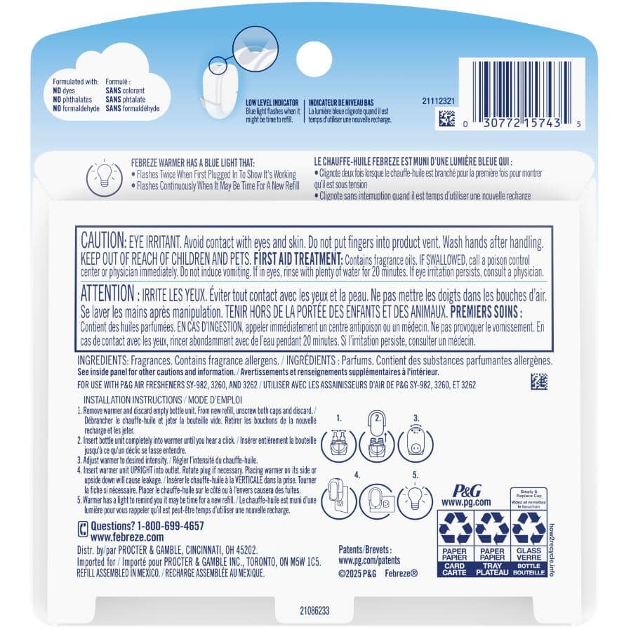 Plug Air Freshener Refills - Linen & Sky Scent, 2 Pack