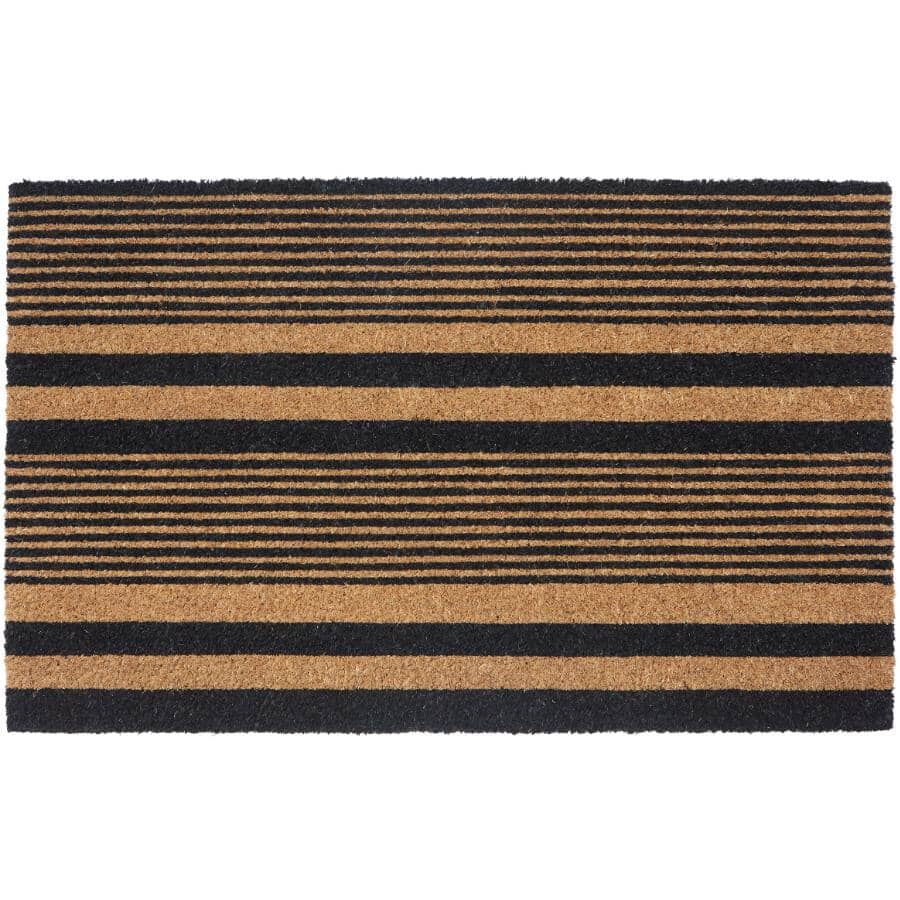 Black Striped Coir Door Mat - 18" x 30"