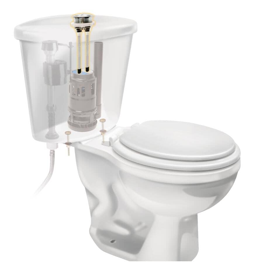 Push Button Toilet Lever For Glacier Bay Toilets - Dual Flush, Chrome