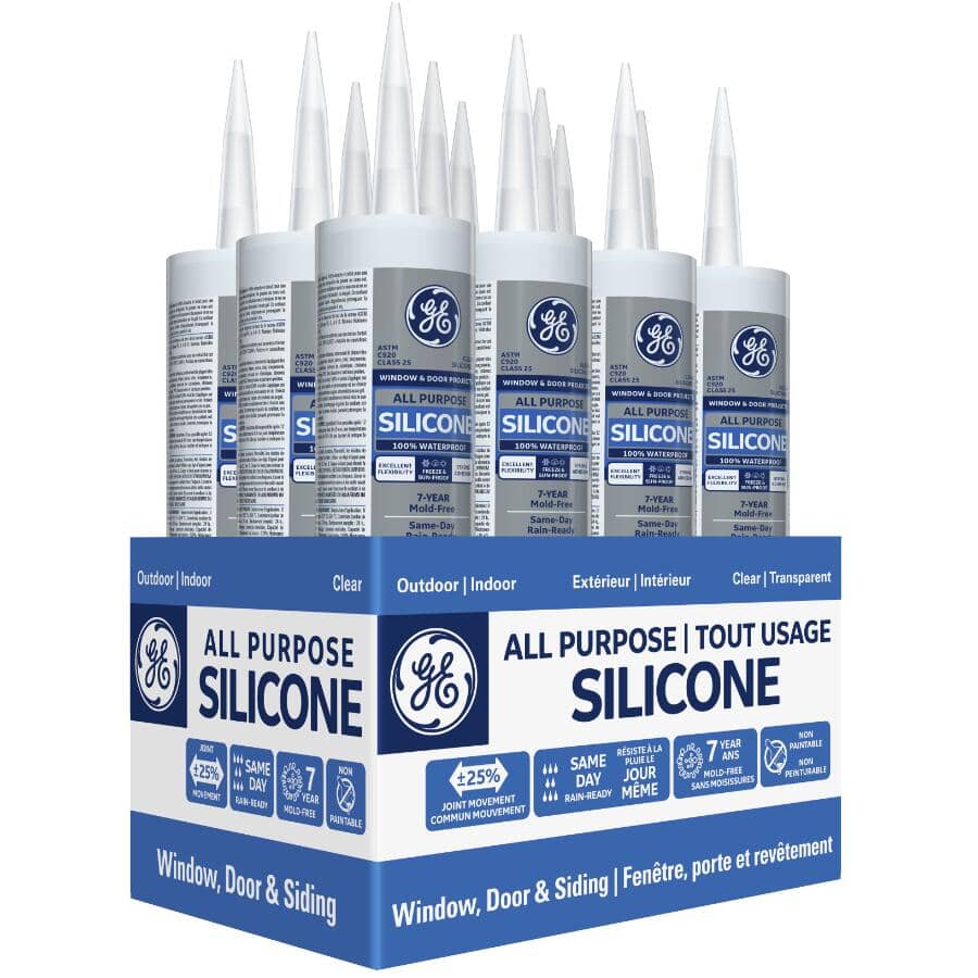 Window & Door All Purpose Silicone Sealant - Clear, 299 ml, 12 Pack