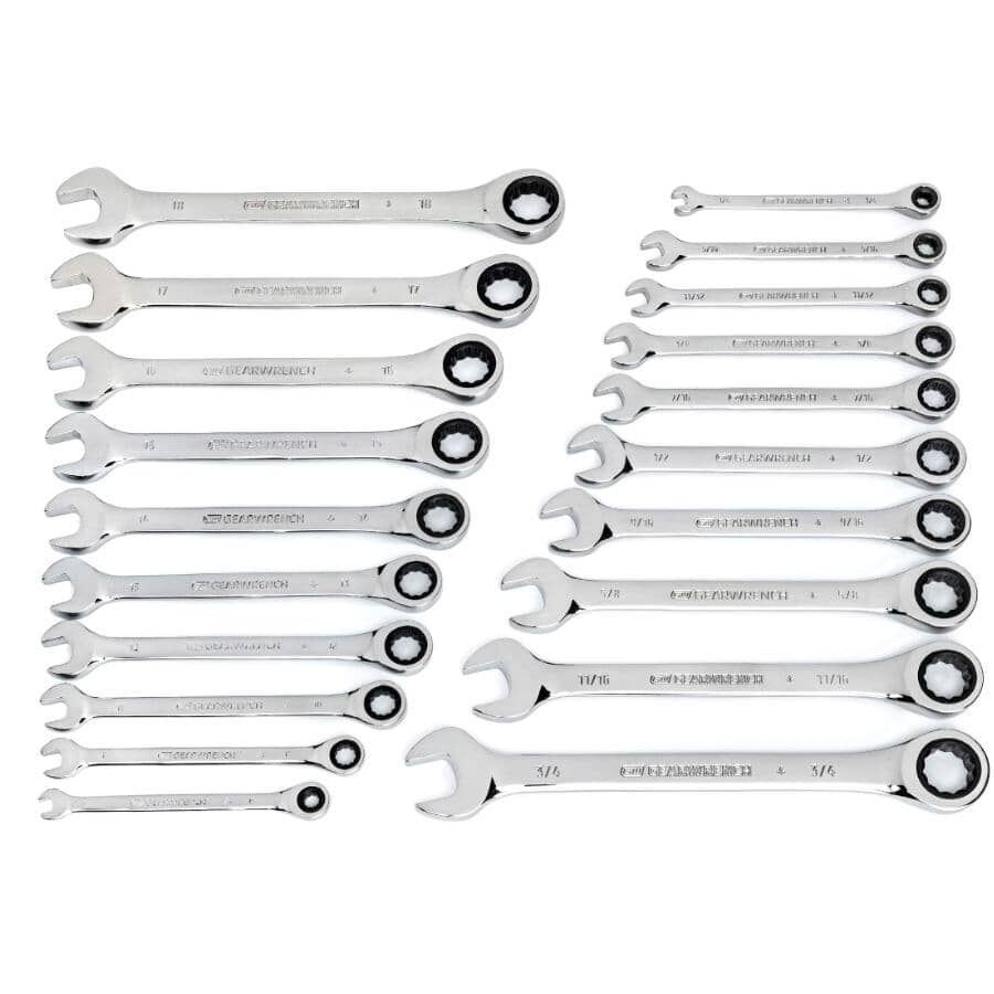 Metric & SAE Ratchet Wrench Set - 20 Piece