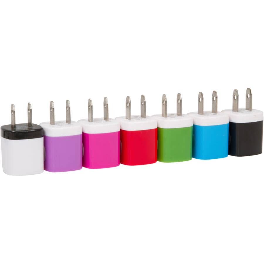 AC Home USB Charging Adapter - 5V / 1.5 Amp, Assorted Colours