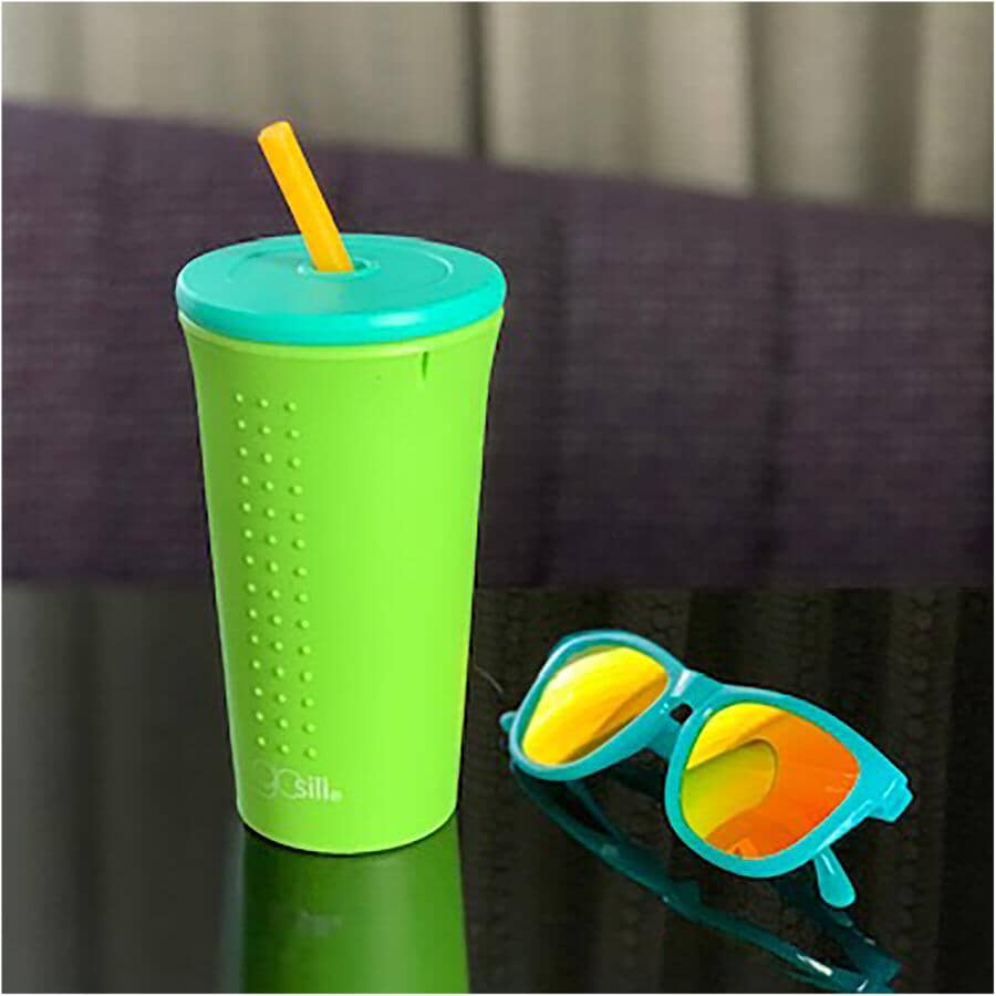 Silicone Tumbler with Straw - Lime & Sea, 16 oz