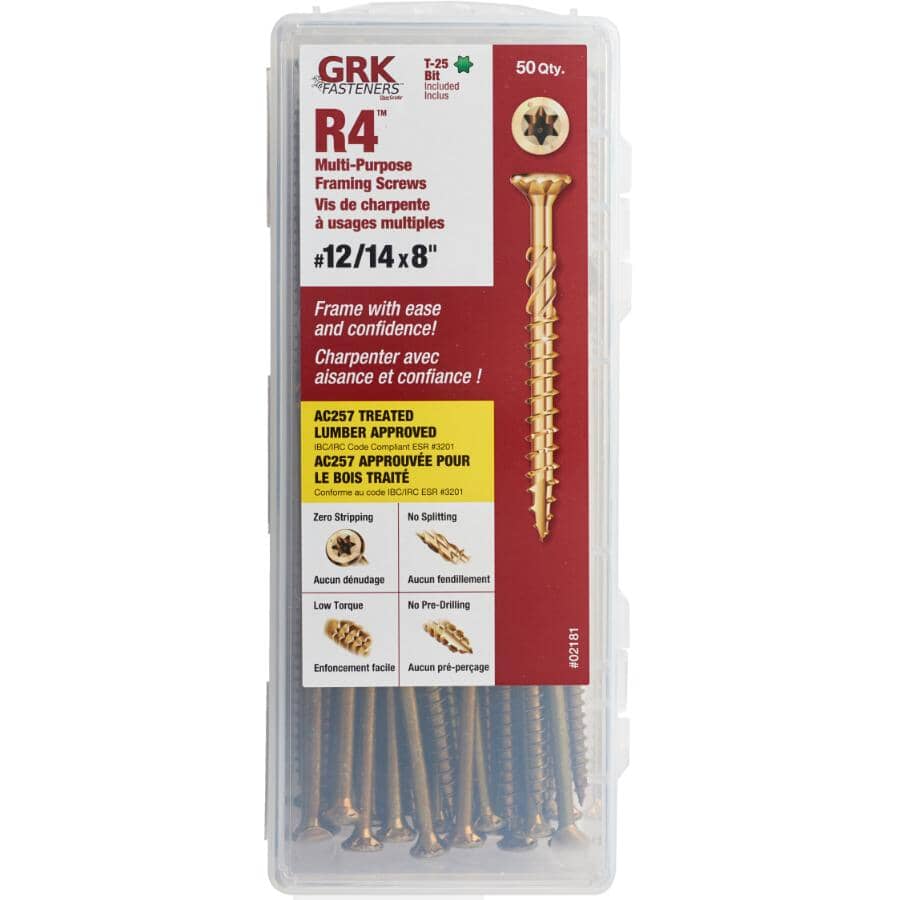 #12/14 x 8" Climatek Star Drive R4 Structural Wood Screws - 50 Pack