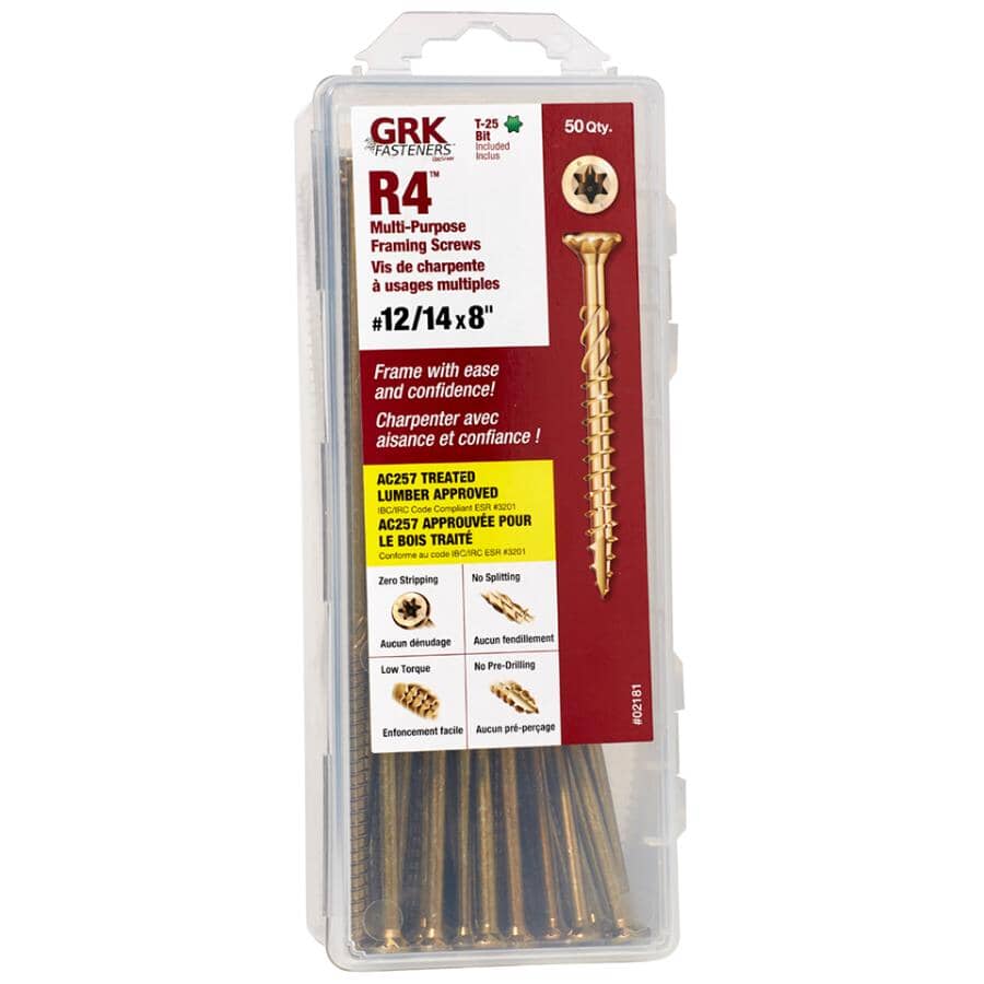 #12/14 x 8" Climatek Star Drive R4 Structural Wood Screws - 50 Pack