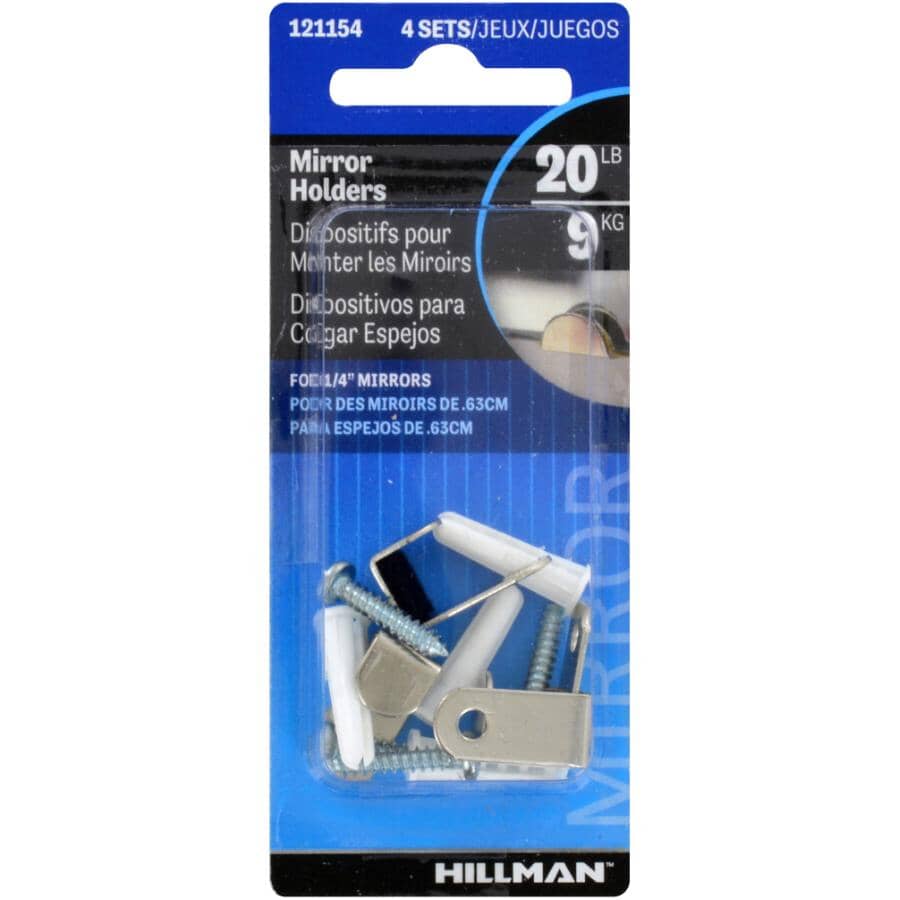 1/4" Metal Mirror Clips - 4 Pack