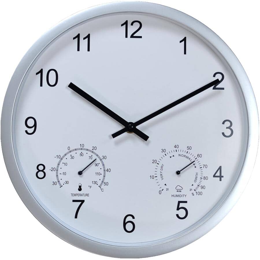 12" Round Wall Clock - Silver