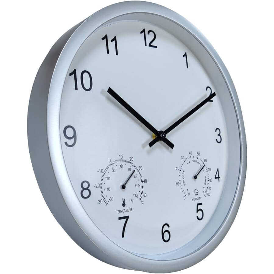12" Round Wall Clock - Silver