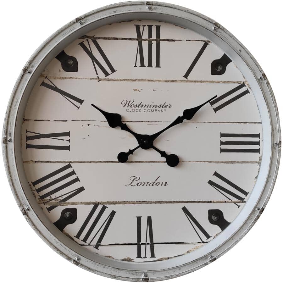 20" Round Wall Clock - Farmhouse Rustic Look