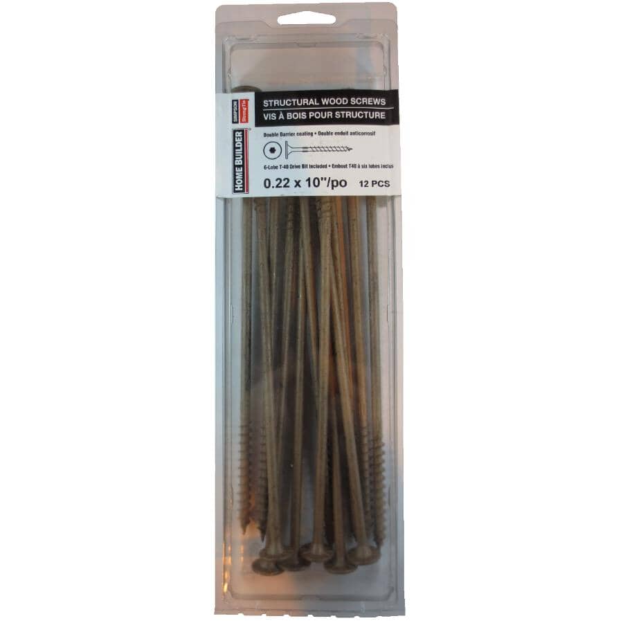 10" Structural Wood Screws - 12 Pack