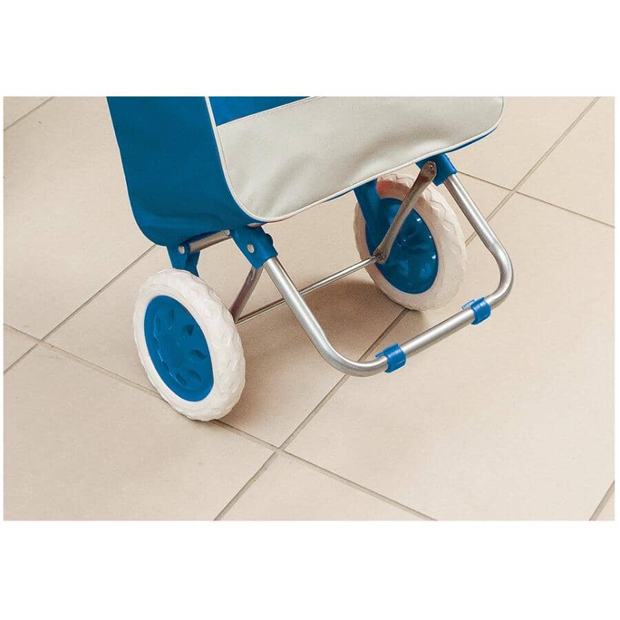 2-Wheel Foldable Shopping Cart with Bag - Blue & Grey, 37" x 13.5" x 10.5"