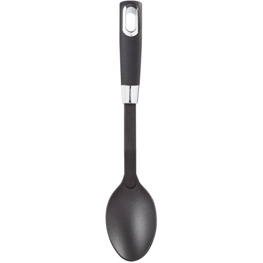 Nylon Solid Spoon - Black and Silver, 13.5"