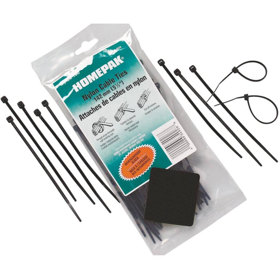 Cable Ties with UV Protection - 5-1/2", 100 Pack
