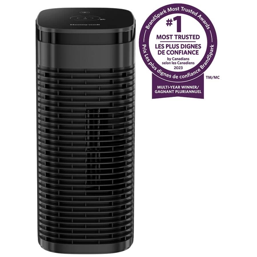 True HEPA Compact Tower Air Purifier with Allergen Remover - 100 sq. ft., Black