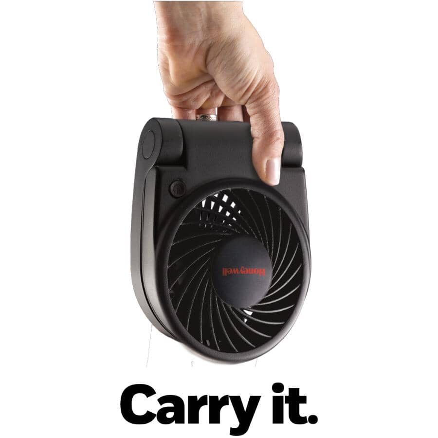 Turbo On The Go Personal Fan - with Portable Folding + USB Cable, Black