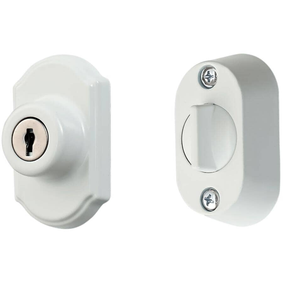 White Keyed Screen Door Deadbolt