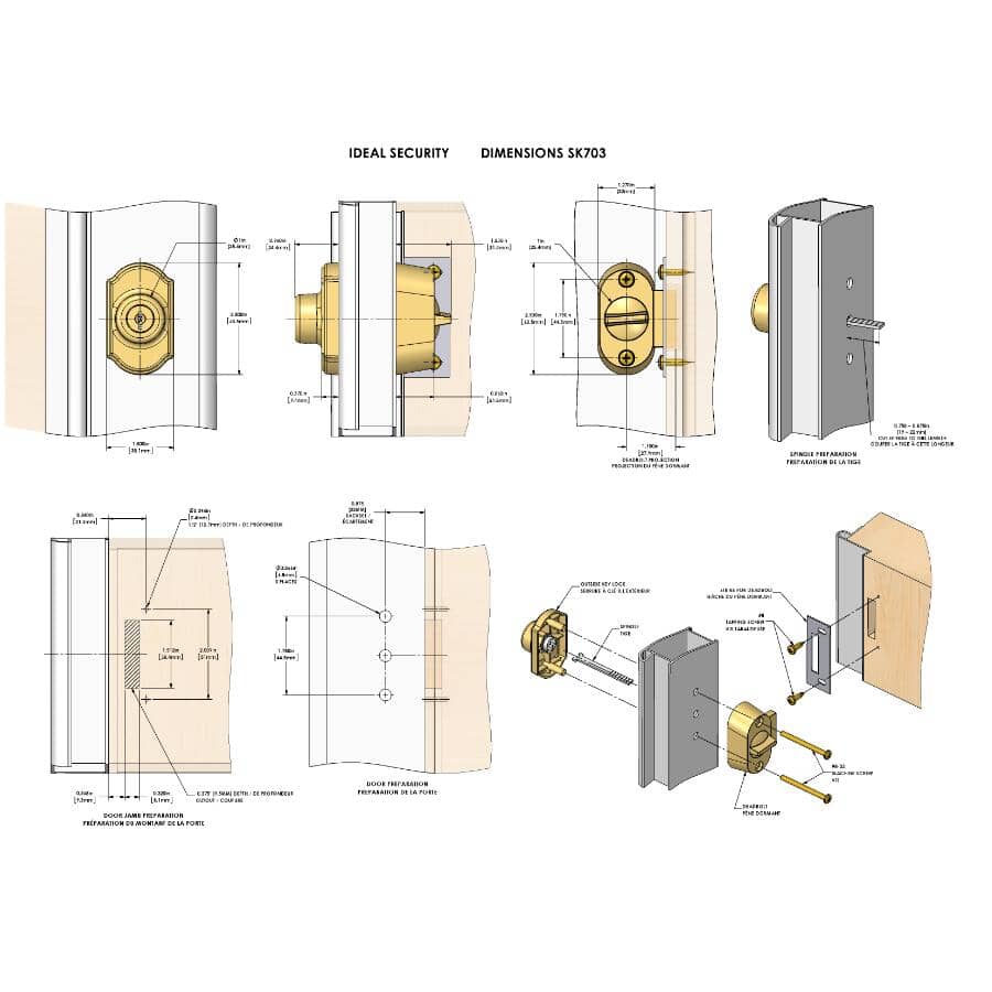 White Keyed Screen Door Deadbolt
