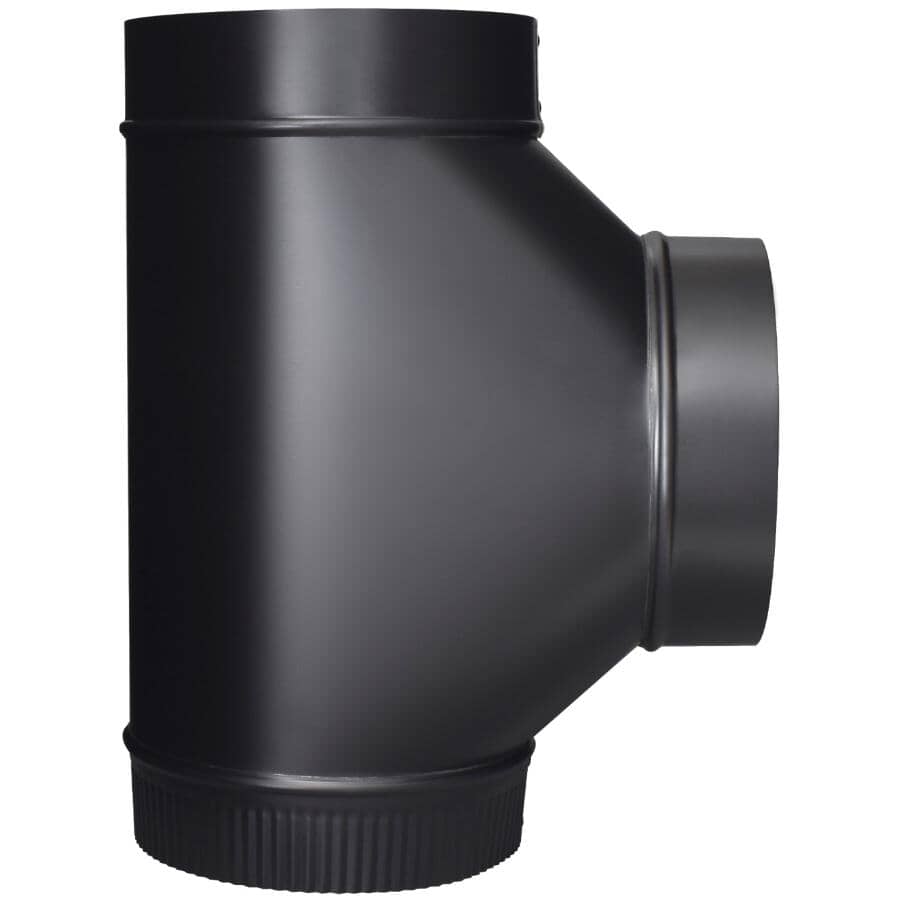 7" Diameter 24 Gauge Black Stove Pipe Tee