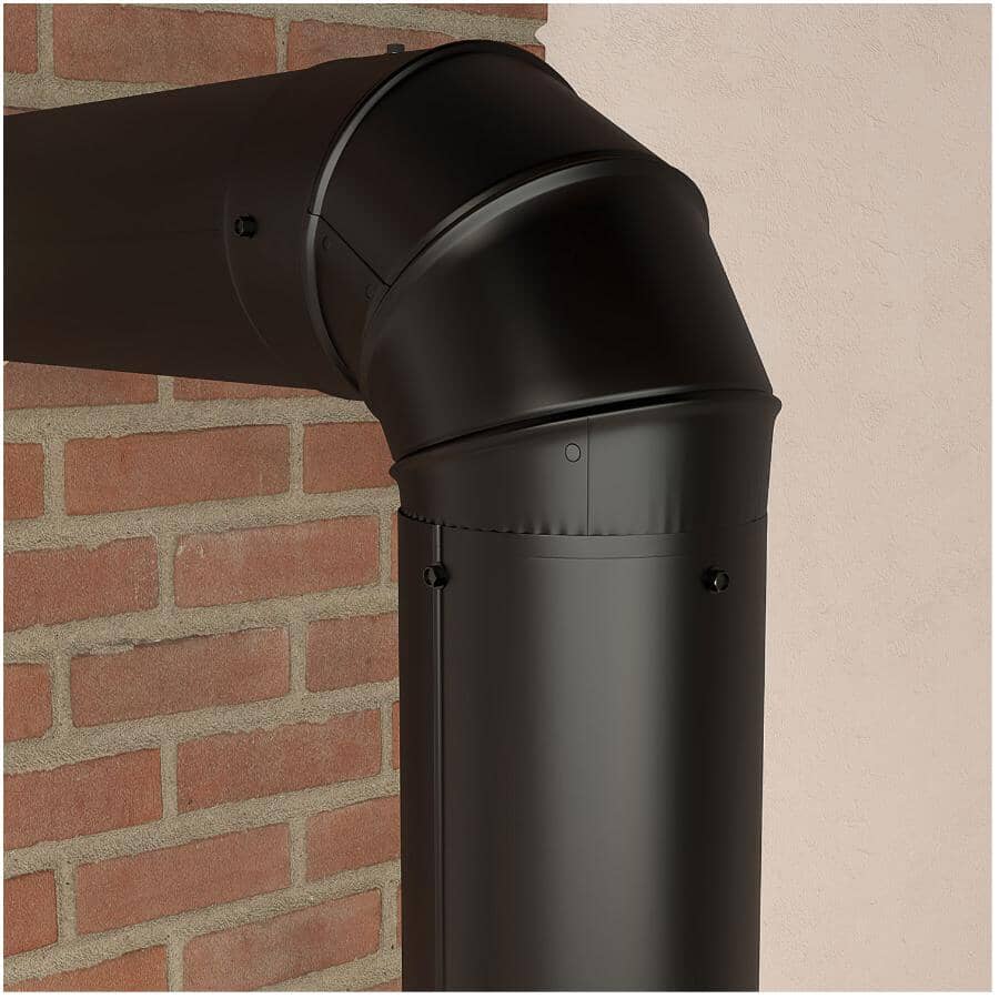 7" Diameter 90 Degree 24 Gauge Black Adjustable Elbow