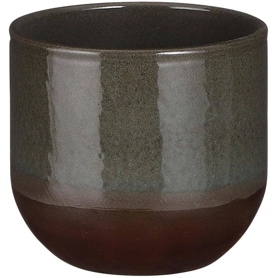6.2" Nora Pot Ceramic Planter - Glazed Green-Terracotta