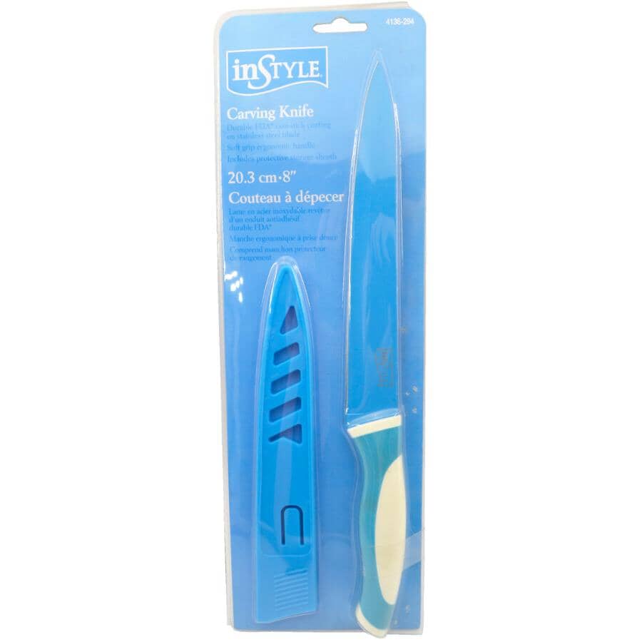 Carving Knife with Sheath - Light Blue, 8"