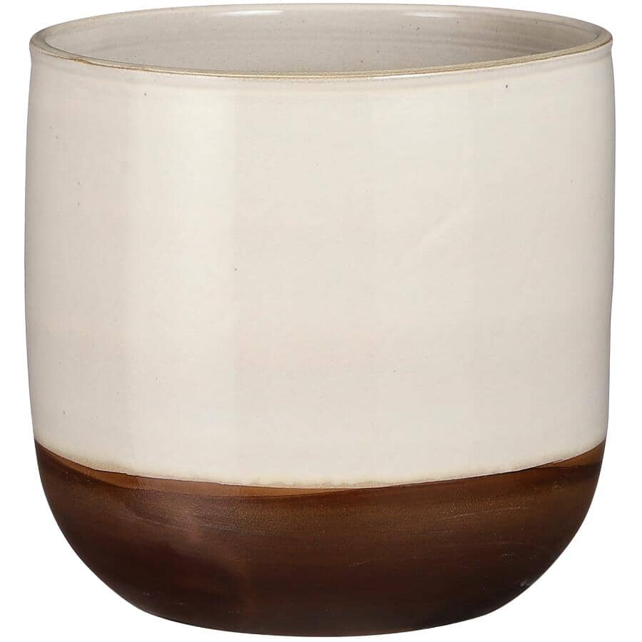 9.8" Nora Pot Ceramic Planter - Glaze Off White-Terracotta