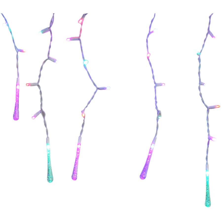 Glitter Icicle 5 mm Light Set - Multi-Colour, 100 LEDs