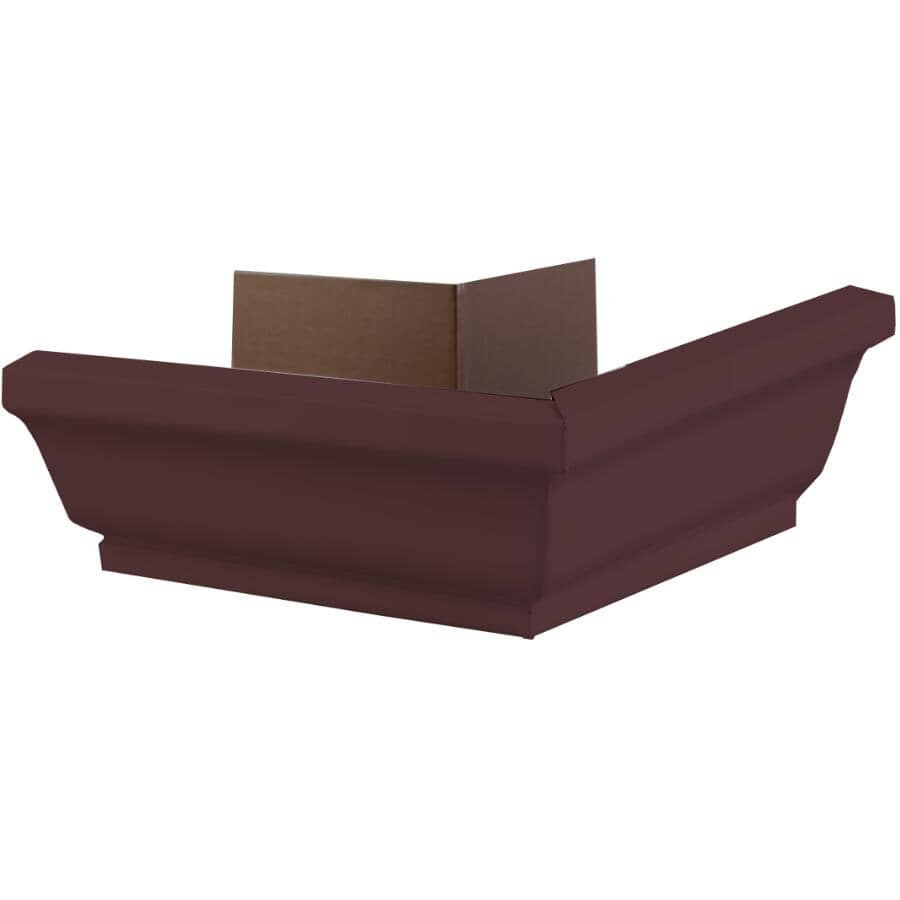 5" K-Style Outside Aluminum Gutter Mitre - Semi-Gloss Chocolate Brown