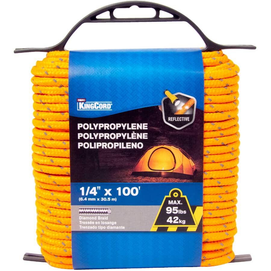 1/4" x 100' Orange Reflective Diamond Braid Polypropylene Rope