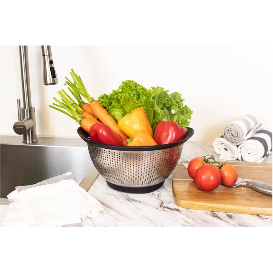 Stainless Steel Colander - Black, 5 Qt