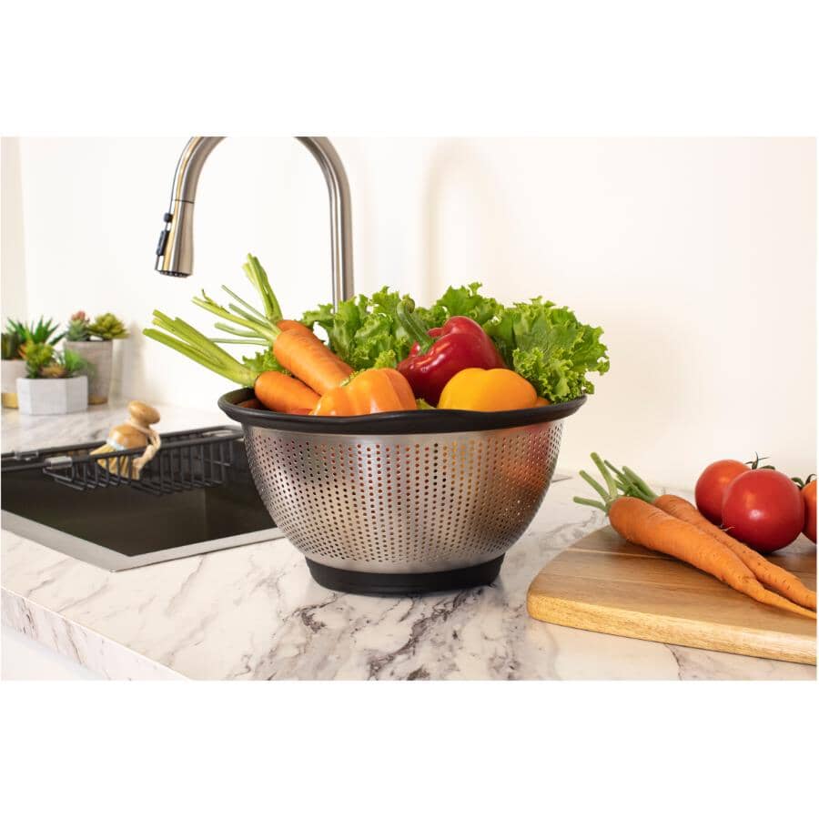 Stainless Steel Colander - Black, 5 Qt