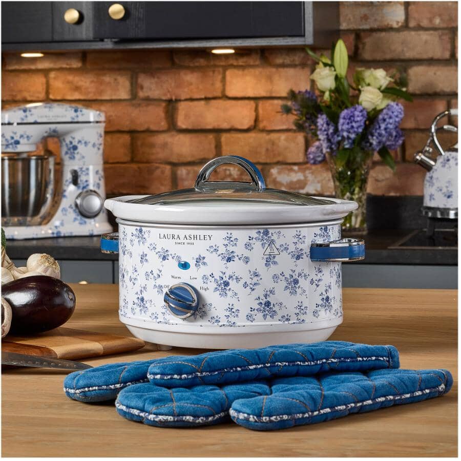 Blue China Rose Slow Cooker (VQ-SLW3CLLACR) - 3.7 Qt / 3.5 L