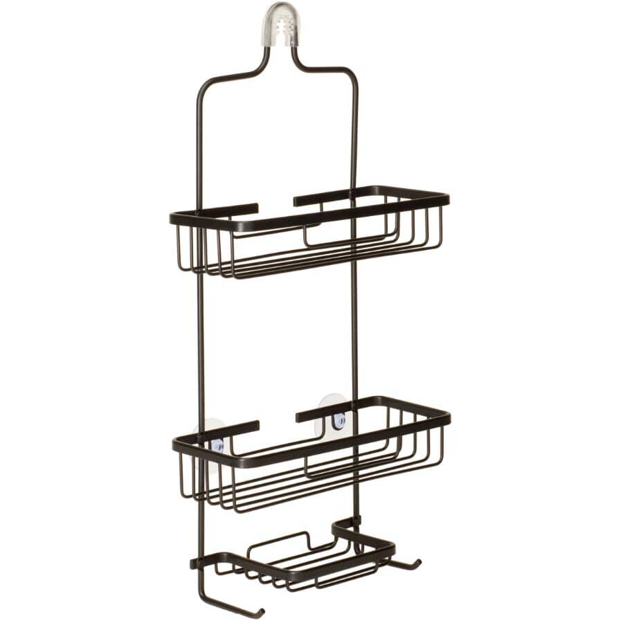 2 Tier Shower Caddy - with Soap Dish, Black