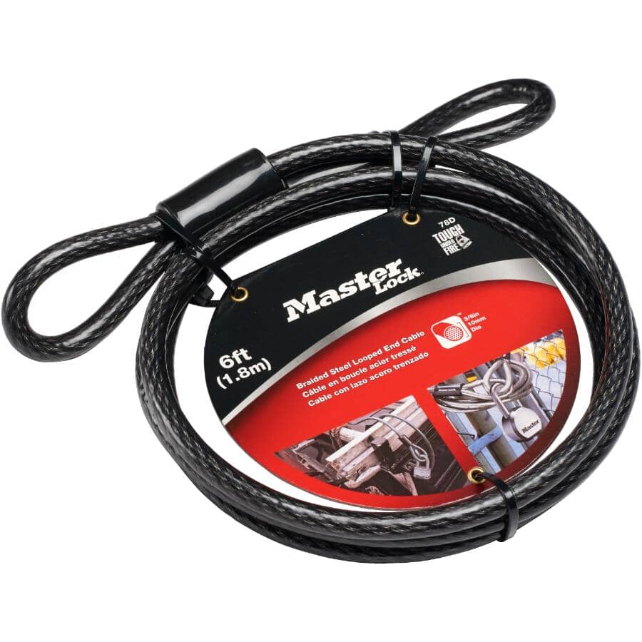 3/8" x 6' Vinyl Coated Braided Cable, with Loop Ends