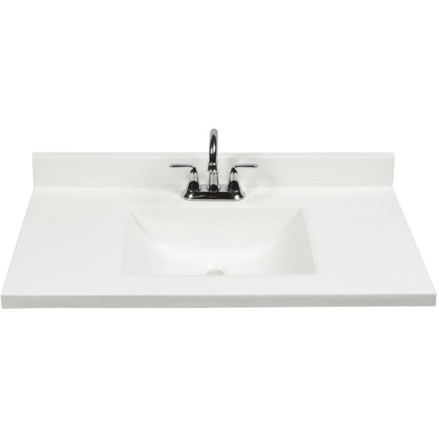 49" x 22" Cultured Marble Vanity Top with Rectangular Wave Sink - White
