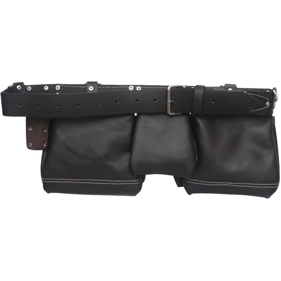 Professional Top Grain Leather Carpenters Waist Apron - 11 Pockets