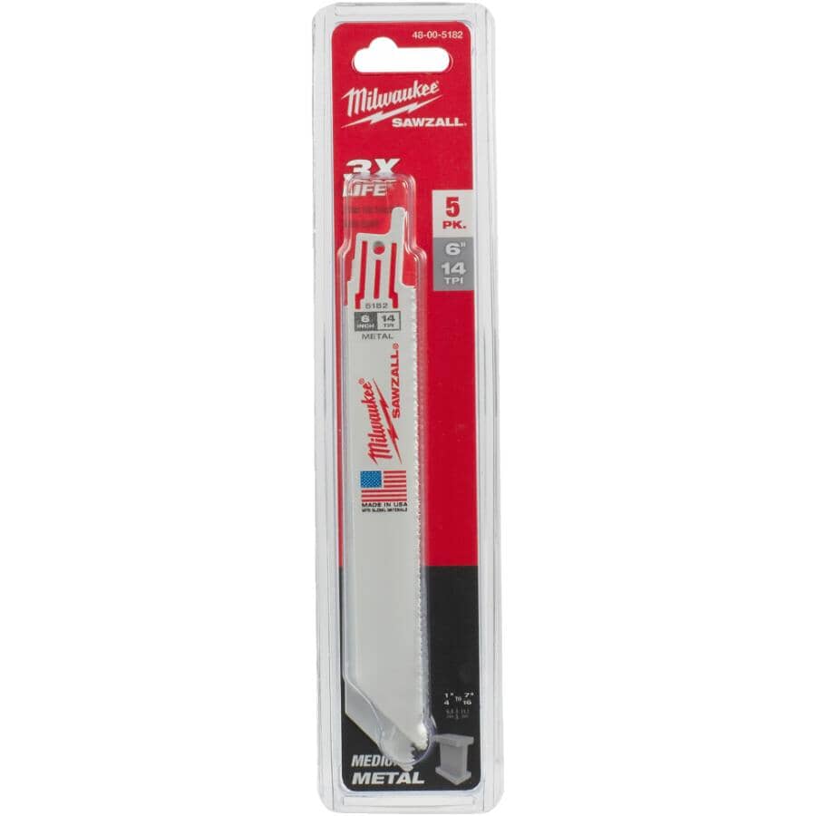 6" 14 TPI Sawzall Reciprocating Saw Blades - 5 Pack
