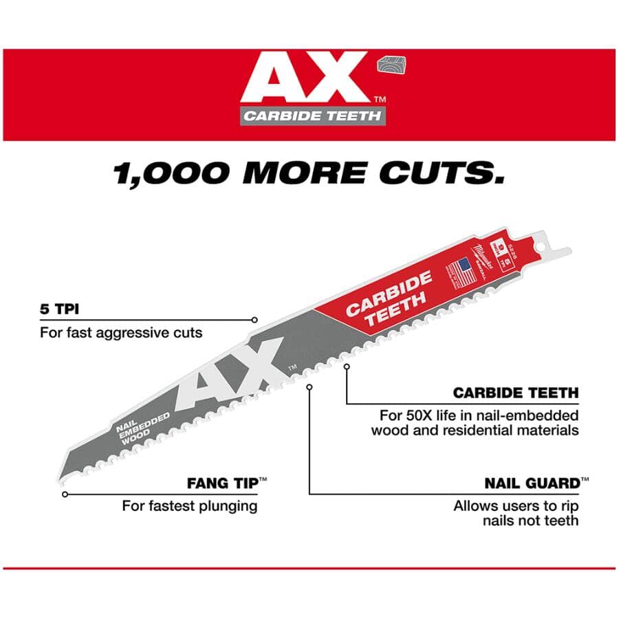 6" 5 TPI Sawzall The Ax Carbide Reciprocating Saw Blade
