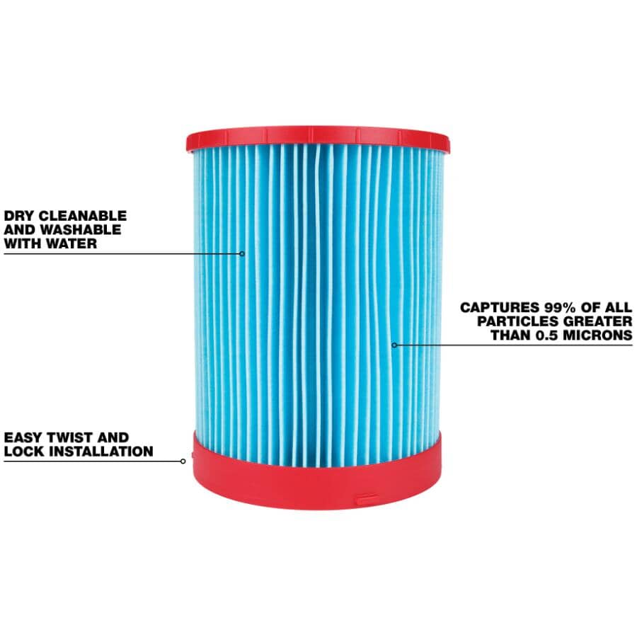 Large Wet / Dry High Efficiency Vacuum Replacement HEPA Cartridge Filter
