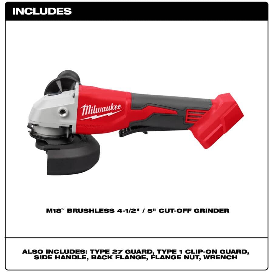 M18 Brushless 4-1/2" - 5" Cordless Cut-Off Grinder - with Paddle Switch, Tool Only