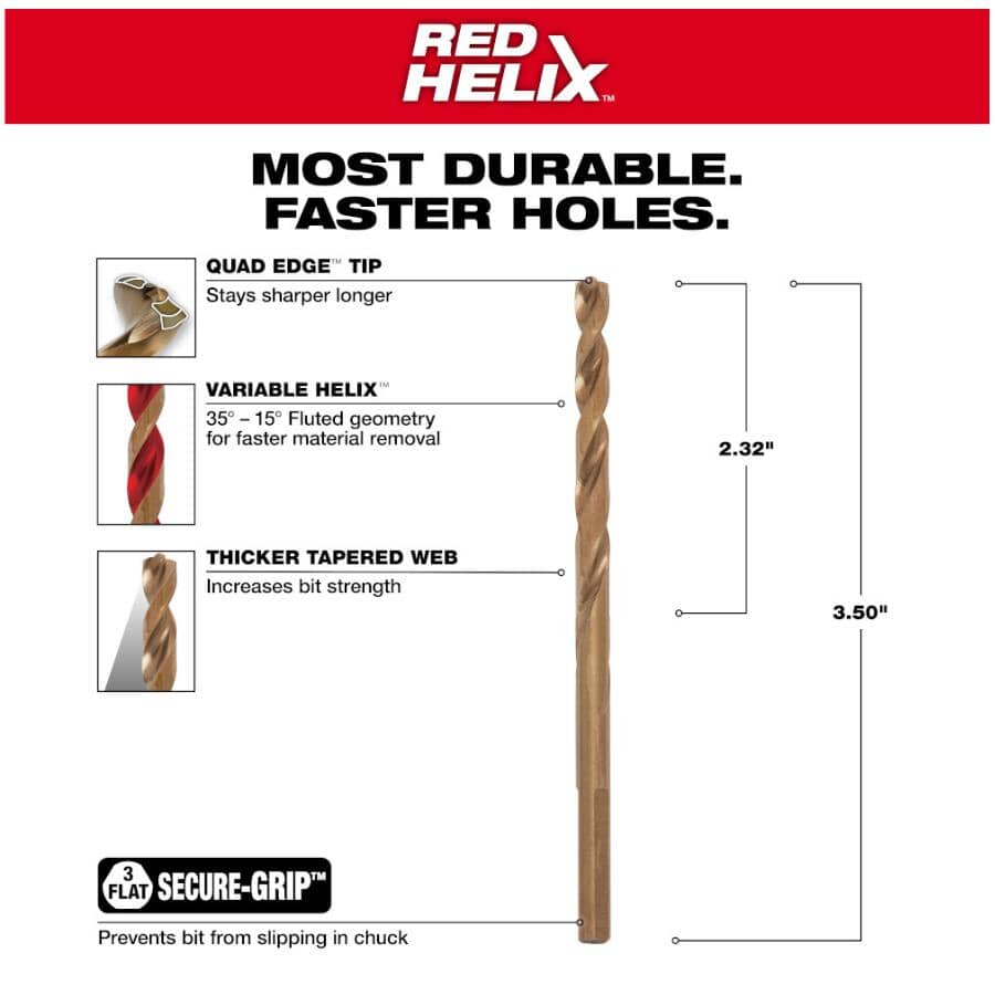 Red Helix 3/16" Cobalt Drill Bit