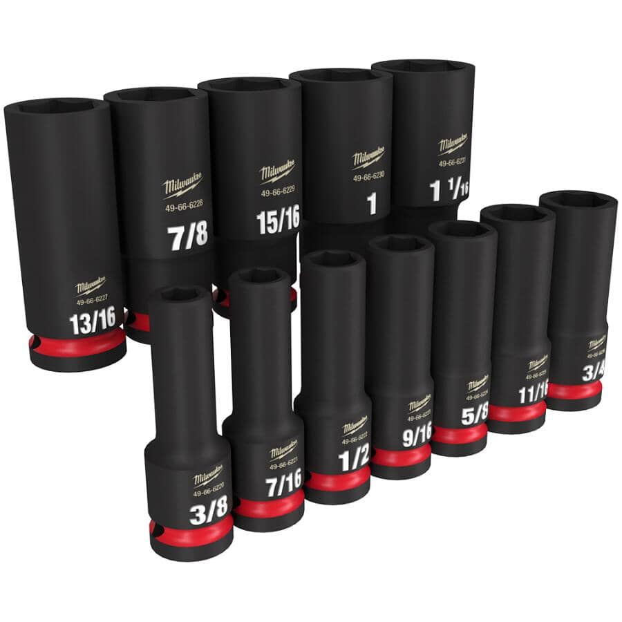Shockwave Impact Duty 1/2" Drive SAE Deep Socket Set - 12 Piece, with Case
