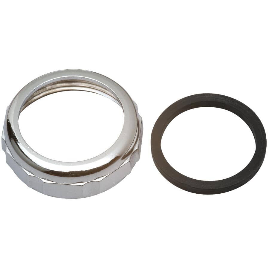 1-1/4" Slip Joint Drain Nut & Washer - Chrome